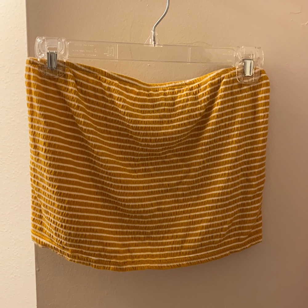 American Eagle Yellow and White Striped Tube Top